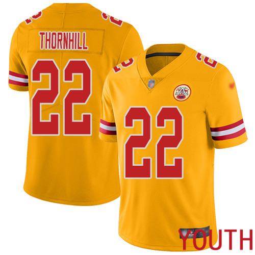 Youth Kansas City Chiefs #22 Thornhill Juan Limited Gold Inverted Legend Football Nike NFL Jersey->youth nfl jersey->Youth Jersey